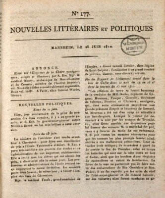 Nouvelles littéraires et politiques (Gazette des Deux-Ponts) Donnerstag 28. Juni 1810