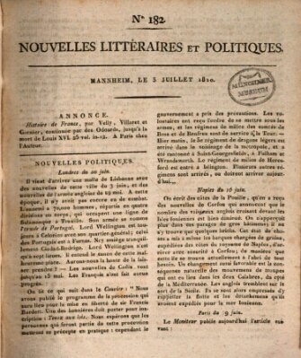 Nouvelles littéraires et politiques (Gazette des Deux-Ponts) Dienstag 3. Juli 1810