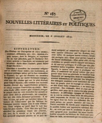 Nouvelles littéraires et politiques (Gazette des Deux-Ponts) Sonntag 8. Juli 1810