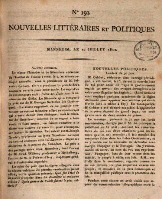 Nouvelles littéraires et politiques (Gazette des Deux-Ponts) Donnerstag 12. Juli 1810