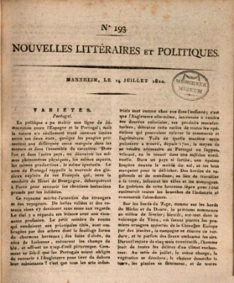 Nouvelles littéraires et politiques (Gazette des Deux-Ponts) Samstag 14. Juli 1810