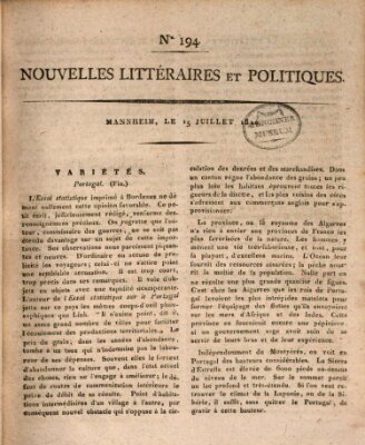 Nouvelles littéraires et politiques (Gazette des Deux-Ponts) Sonntag 15. Juli 1810