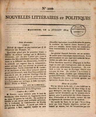 Nouvelles littéraires et politiques (Gazette des Deux-Ponts) Samstag 21. Juli 1810