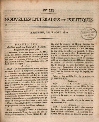 Nouvelles littéraires et politiques (Gazette des Deux-Ponts) Freitag 3. August 1810