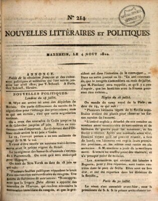 Nouvelles littéraires et politiques (Gazette des Deux-Ponts) Samstag 4. August 1810