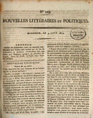 Nouvelles littéraires et politiques (Gazette des Deux-Ponts) Donnerstag 9. August 1810