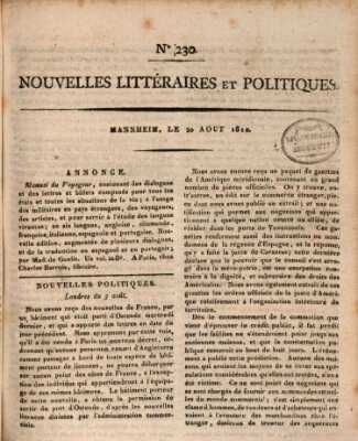 Nouvelles littéraires et politiques (Gazette des Deux-Ponts) Montag 20. August 1810