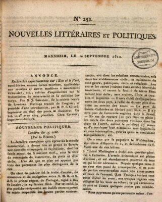 Nouvelles littéraires et politiques (Gazette des Deux-Ponts) Montag 10. September 1810