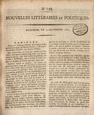 Nouvelles littéraires et politiques (Gazette des Deux-Ponts) Montag 17. September 1810