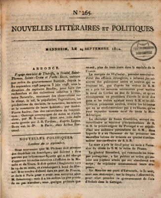 Nouvelles littéraires et politiques (Gazette des Deux-Ponts) Montag 24. September 1810