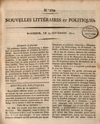 Nouvelles littéraires et politiques (Gazette des Deux-Ponts) Samstag 29. September 1810