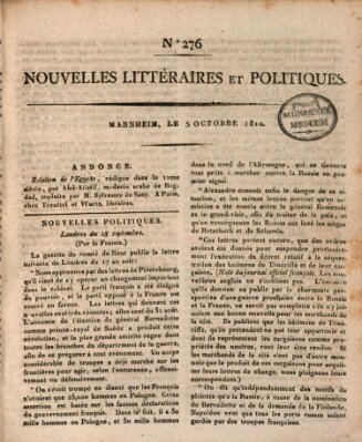 Nouvelles littéraires et politiques (Gazette des Deux-Ponts) Freitag 5. Oktober 1810