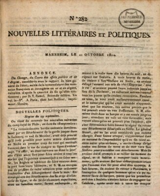 Nouvelles littéraires et politiques (Gazette des Deux-Ponts) Donnerstag 11. Oktober 1810