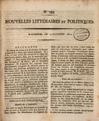 Nouvelles littéraires et politiques (Gazette des Deux-Ponts) Freitag 12. Oktober 1810