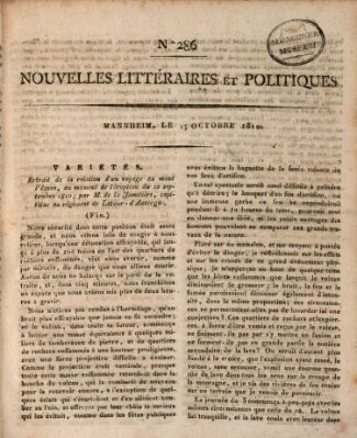 Nouvelles littéraires et politiques (Gazette des Deux-Ponts) Montag 15. Oktober 1810