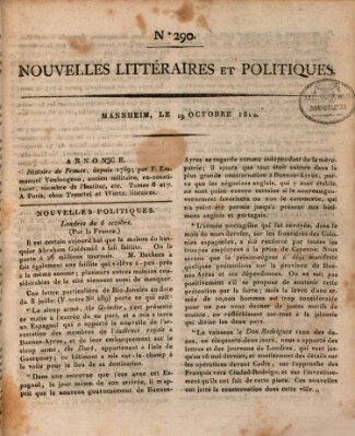 Nouvelles littéraires et politiques (Gazette des Deux-Ponts) Freitag 19. Oktober 1810