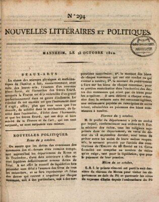 Nouvelles littéraires et politiques (Gazette des Deux-Ponts) Dienstag 23. Oktober 1810