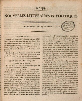 Nouvelles littéraires et politiques (Gazette des Deux-Ponts) Samstag 27. Oktober 1810