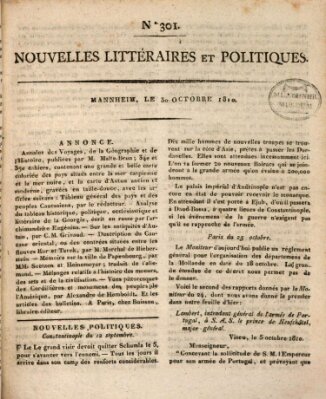 Nouvelles littéraires et politiques (Gazette des Deux-Ponts) Dienstag 30. Oktober 1810