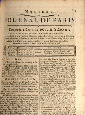 Journal de Paris 〈Paris〉 Sonntag 4. Januar 1789