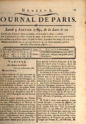 Journal de Paris 〈Paris〉 Montag 5. Januar 1789