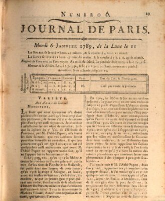 Journal de Paris 〈Paris〉 Dienstag 6. Januar 1789