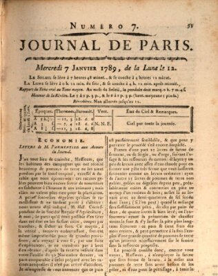 Journal de Paris 〈Paris〉 Mittwoch 7. Januar 1789