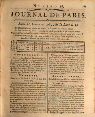 Journal de Paris 〈Paris〉 Donnerstag 15. Januar 1789