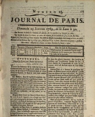 Journal de Paris 〈Paris〉 Sonntag 25. Januar 1789