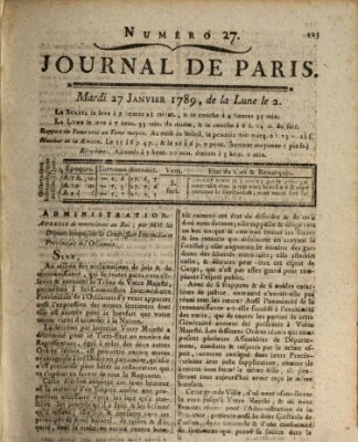 Journal de Paris 〈Paris〉 Dienstag 27. Januar 1789