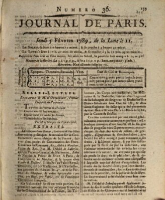 Journal de Paris 〈Paris〉 Donnerstag 5. Februar 1789