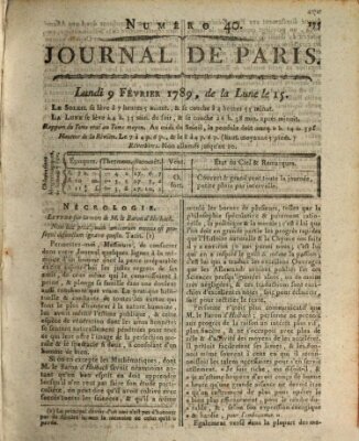 Journal de Paris 〈Paris〉 Montag 9. Februar 1789