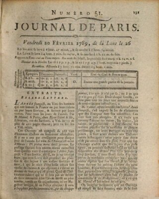 Journal de Paris 〈Paris〉 Freitag 20. Februar 1789