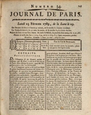 Journal de Paris 〈Paris〉 Montag 23. Februar 1789