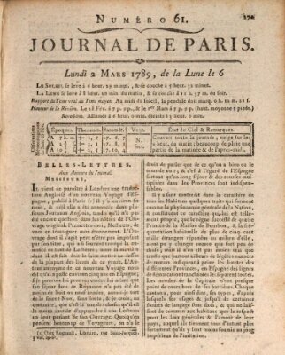 Journal de Paris 〈Paris〉 Montag 2. März 1789