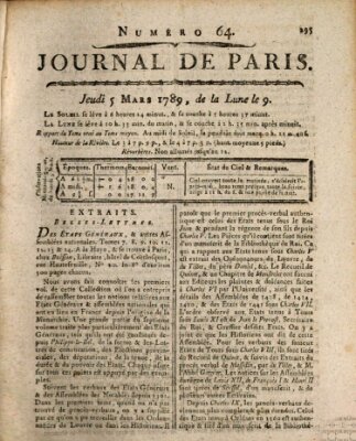 Journal de Paris 〈Paris〉 Donnerstag 5. März 1789