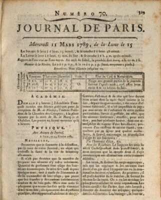 Journal de Paris 〈Paris〉 Mittwoch 11. März 1789