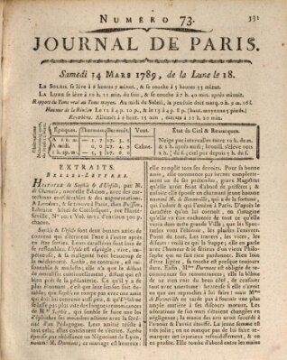 Journal de Paris 〈Paris〉 Samstag 14. März 1789