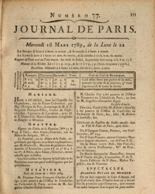 Journal de Paris 〈Paris〉 Mittwoch 18. März 1789