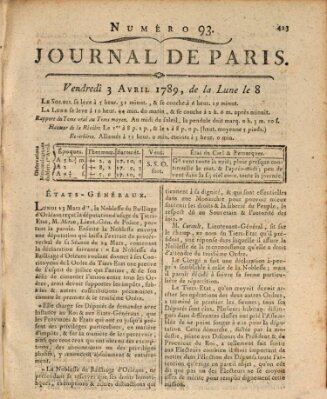 Journal de Paris 〈Paris〉 Freitag 3. April 1789