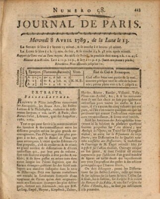 Journal de Paris 〈Paris〉 Mittwoch 8. April 1789