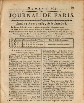 Journal de Paris 〈Paris〉 Montag 13. April 1789