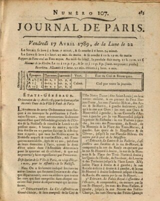 Journal de Paris 〈Paris〉 Freitag 17. April 1789