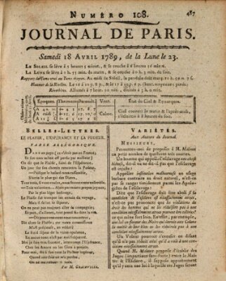 Journal de Paris 〈Paris〉 Samstag 18. April 1789