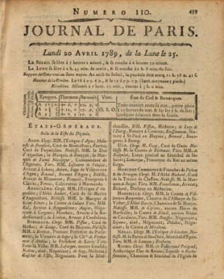 Journal de Paris 〈Paris〉 Montag 20. April 1789