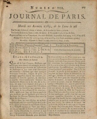 Journal de Paris 〈Paris〉 Dienstag 21. April 1789