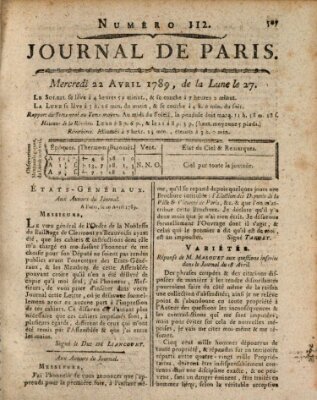 Journal de Paris 〈Paris〉 Mittwoch 22. April 1789