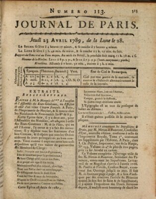 Journal de Paris 〈Paris〉 Donnerstag 23. April 1789