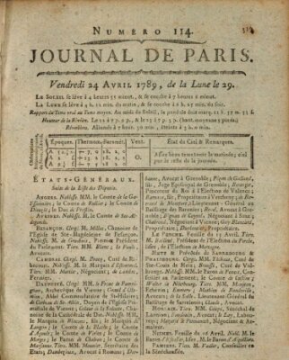 Journal de Paris 〈Paris〉 Freitag 24. April 1789