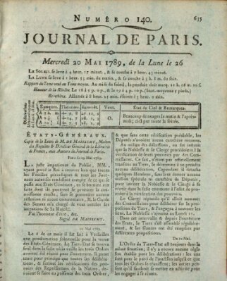 Journal de Paris 〈Paris〉 Mittwoch 20. Mai 1789